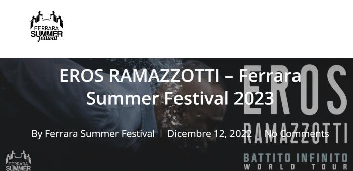 EROS RAMAZZOTTI in concert - Ferrara 5 luglio 2023 